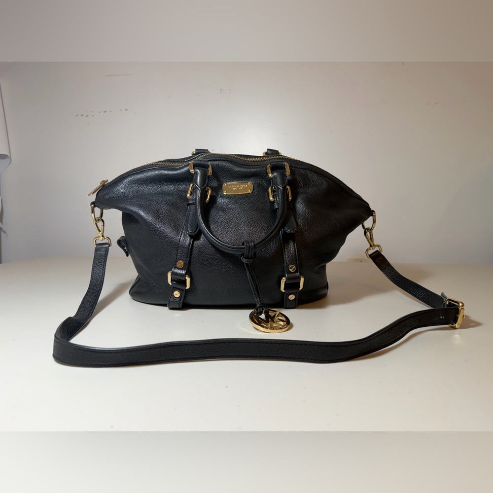 MICHAEL Michael Kors Black Satchel with Gold Accents VERY new condition!